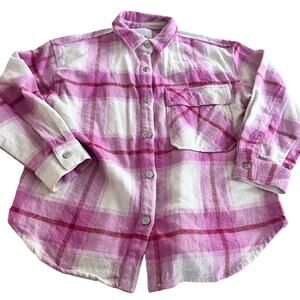Zara girls pink flannel plaid shirt jacket shacket overshirt size 10